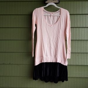 VS Baby Pink Sweater Dress Pleated Trim